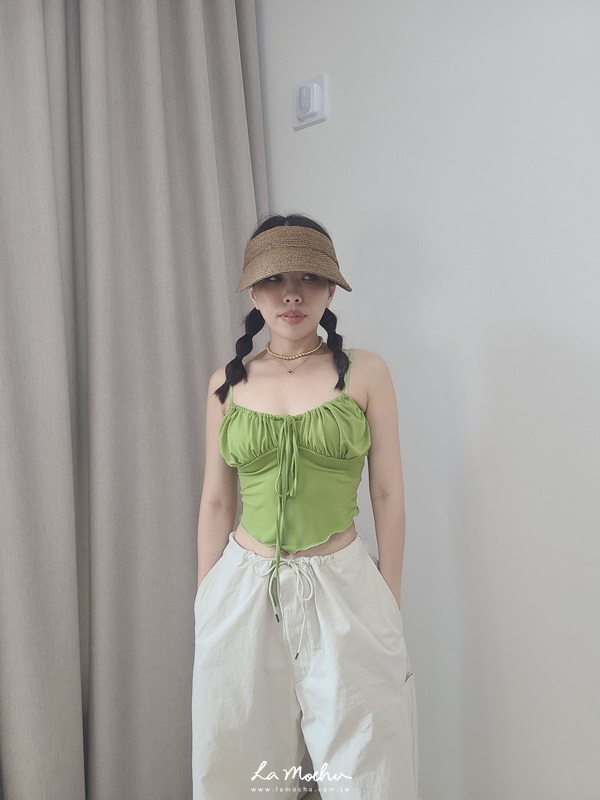 細抽繩工作寬褲